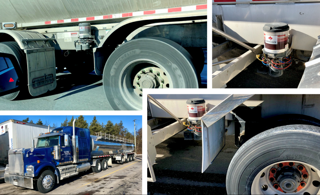 collage tractor trailer lubecore automated greasing system installed